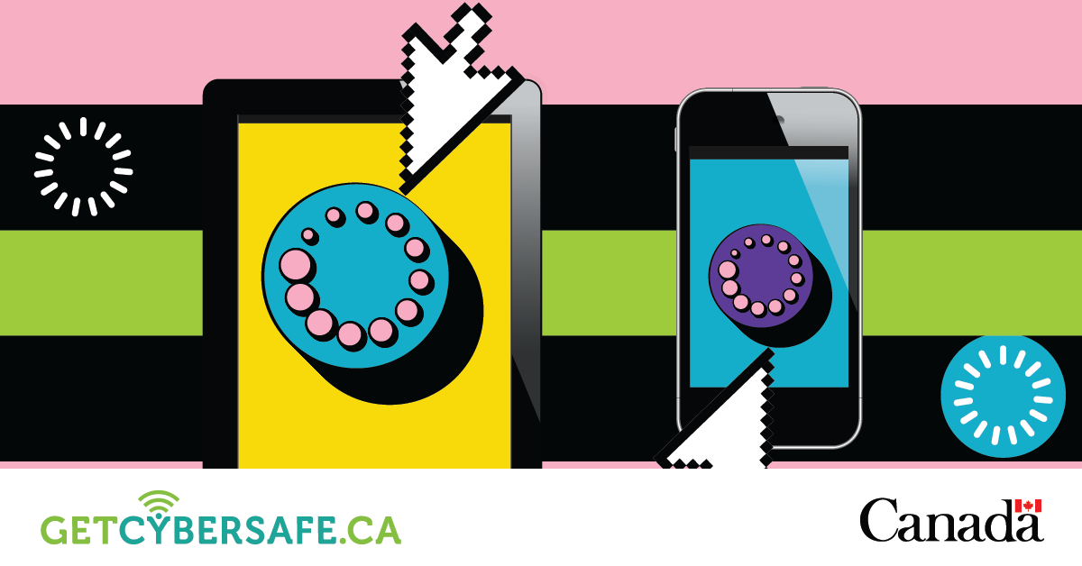 phones with update circles, and cursors