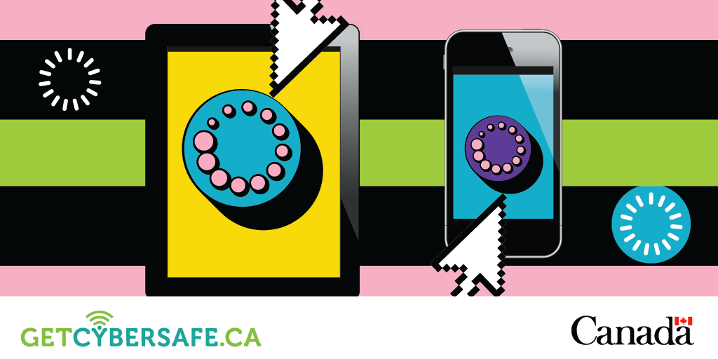 phones with update circles, and cursors
