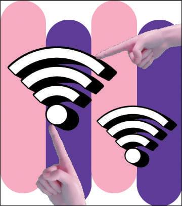 "des mains pointant du doigt et des symboles Wi-Fi"